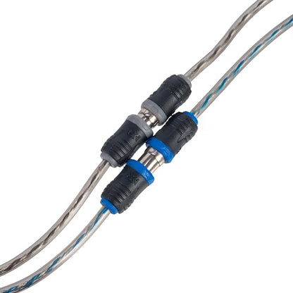 xiv2f | Oxygen Free Copper Twisted Pair V-Series with Shielded Noise Reduction and Split-tip Silver-Plated ends (2-pack) - size: 1 Male to 2 Female Y-Adapter