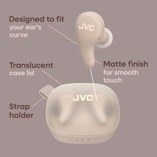 JVC Gumy Premium True Wireless Earbuds Noise Cancelling, Bluetooth 5.4 Headphones 26H Battery, ANC Ambient Mode, Gaming Low Latency, USB-C Case - color: Mocha