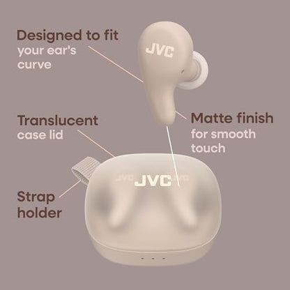 JVC Gumy Premium True Wireless Earbuds Noise Cancelling, Bluetooth 5.4 Headphones 26H Battery, ANC Ambient Mode, Gaming Low Latency, USB-C Case - color: Mocha