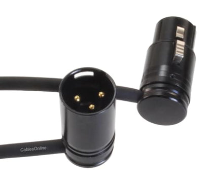 CablesOnline, 2-Pack 1ft. Low-Profile Slim Right-Angle 3-Pin XLR Male to Female Adjustable-Angle Microphone Cable, X3-0001-2