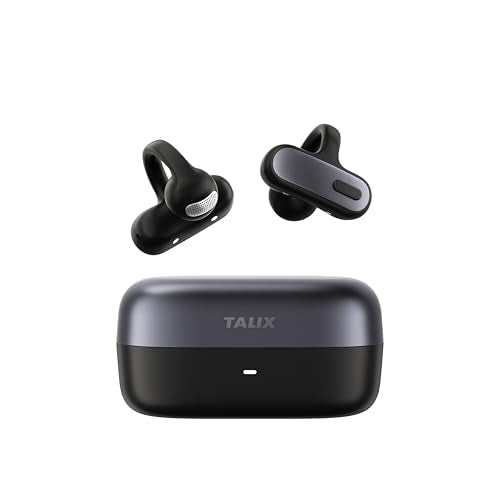 TALIX Open Ear Clip-On Earbuds X8 with AI ENC & Powerful Bass, Wireless Bluetooth 6.0, IPX4 Sweatproof Fitness Headphones, Physical Buttons, 5g Lightweight Ear Buds with Multi-Device Switching, Black - color: Black