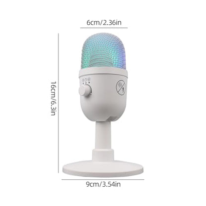 USB Computer Microphone with RGB Light, Headphone Output, Mute Control and OTG Cable for PC Laptop, Black - color: Black, size: One Size