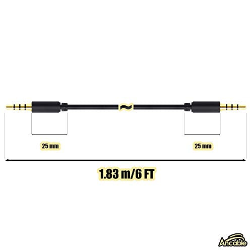 Ancable 6 Ft 3.5mm Audio & Video AV AUX Cable for Insignia Dual Screen Portable DVD Player - size: 6-Feet