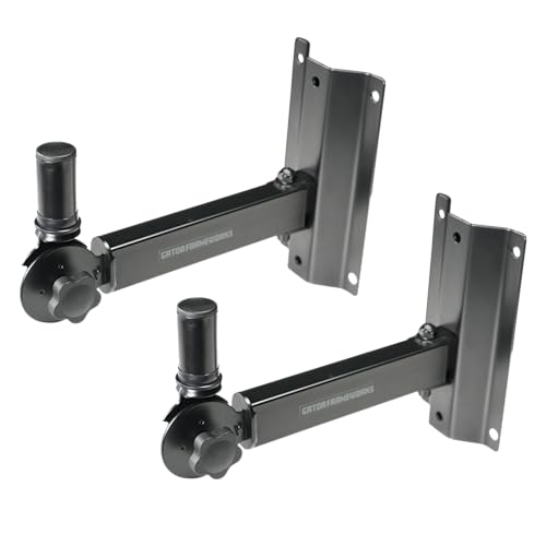 Gator Frameworks Rok-It Series Set of Wall Mounted Speaker Stands with 80 lbs. Weight Capacity, 1 3/8" Speaker Insert Fits Most Standard Speakers up to 22", (RI-SPK-WM50)