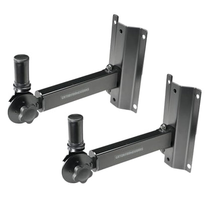 Gator Frameworks Rok-It Series Set of Wall Mounted Speaker Stands with 80 lbs. Weight Capacity, 1 3/8" Speaker Insert Fits Most Standard Speakers up to 22", (RI-SPK-WM50)