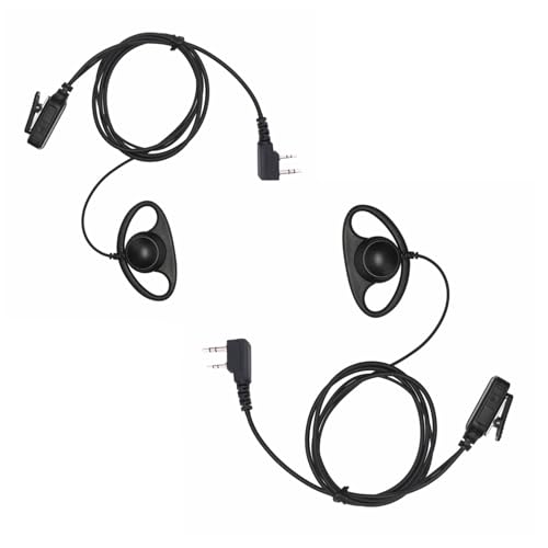 Earpiece Surveillance Kit Compatible with BaoFeng, BTECH, Kenwood Walkie Talkie with PTT Mic Headset Accessories (D-Shaped*2) - style: D-shaped*2