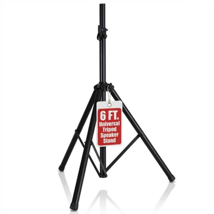 Pyle Universal Speaker Stand Mount Holder Heavy Duty Tripod w/ Adjustable Height from 40” to 71” and 35mm Compatible Insert Easy Mobility Safety Pin and Knob Tension Locking for Stability, Black - size: 1-Pack
