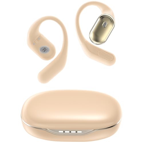 Open Ear Headphones, Over Ear Earbuds with Ear Hooks, True Wireless Bluetooth 6.0 Earphones with Mics, Stereo Sound, Ultra-Comfort, 60H Playtime, IPX7 Waterproof Ear Buds for Running Workout - color: White