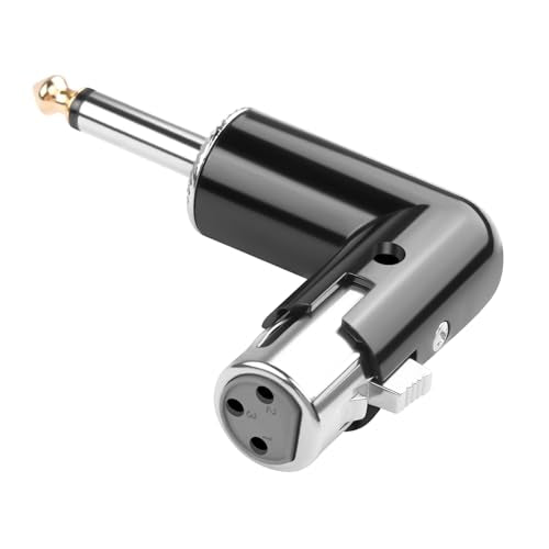 QIANRENON Adjustable 90° Angle XLR Female to 1/4 TS Microphone Adapter 3Pin X-lr Socket to TS 6.35mm Male Mono Unbalanced Right Angle Connector XLR Jack Position Tunable, for Guitar Amplifier Mixer