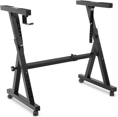 Pyle Universal Electronic Black Heavy-Duty Z Style Keyboard Organ Holder Rack Portable Piano Stand W/Adjustable Height and Width, Locking Wheels (PKST48.5) - style: Wheels