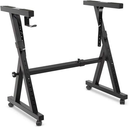 Pyle Universal Electronic Black Heavy-Duty Z Style Keyboard Organ Holder Rack Portable Piano Stand W/Adjustable Height and Width, Locking Wheels (PKST48.5) - style: Wheels