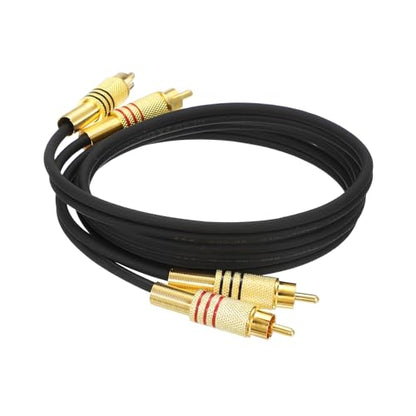 MECCANIXITY 2RCA Male to 2RCA Male Audio Stereo Cable, 3.3 ft RCA Subwoofer Cable with Gold Plated Plugs for Home Theater, HDTV, Amplifiers, Speakers, Black Cable Gold Shell - color: Black/Gold, size: 3.3 ft