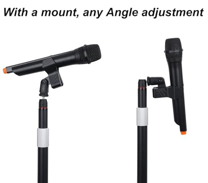 Mic Stand Floor Microphone Stand with Heavy Weighted Base, Adjustable Height from 18" to 63", Singing Stand with Mic Holder, Cable Clips - color: Black