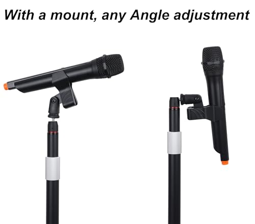 Mic Stand Floor Microphone Stand with Heavy Weighted Base, Adjustable Height from 18" to 63", Singing Stand with Mic Holder, Cable Clips - color: White