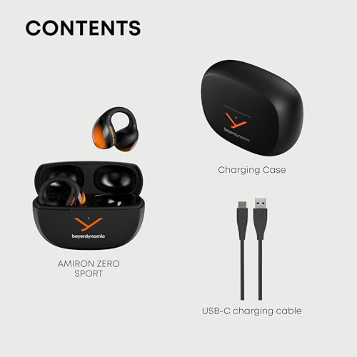 beyerdynamic Amiron Zero Sport Ultra Open Wireless Earbuds, Black/Orange - color: Sport