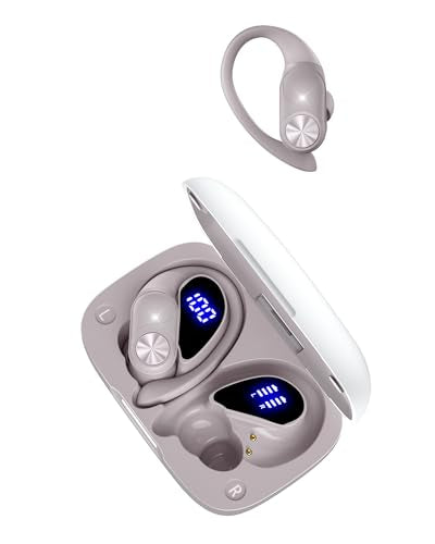 Bluetooth Wireless Earbuds, 80Hrs Playback, Wireless Charging Case with LED Display, Sports Headphones with Earhooks, Deep Bass, IPX7 Waterproof, Compatible with Phone, TV, Laptop