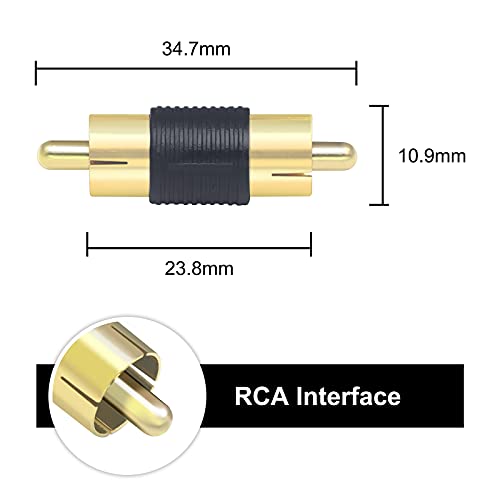 VCE RCA to 1/4" Audio Adapter 6-Pack Bundle with RCA Male to Male Coupler 5-Pack