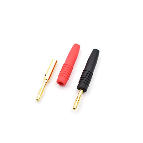 zhenyu 10sets Black/Red 2mm Small Banana Plug Connectors Gold Plate Wire Solder Type Banana Plugs for 2mm Banana Jack Plug Adapter