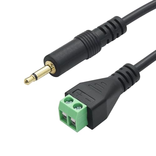 3.5mm Audio Terminal Block Cable 11", TS Mono Solderless Screw Terminal | 2Pcs 1/8 Plug to 2 Pin Solderless Audio Solderless, TS 2 Pole Gold Plated Jack, for Audio Signal DIY Replacement & Repair. - style: 3.5mm TS 2 Pole Cable - 2Pcs