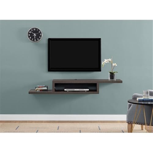 Asymmetrical Wall Mounted Wood TV Console Entertainment Center 60-inch Gray - color: Grey, size: 60"