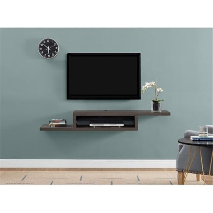 Asymmetrical Wall Mounted Wood TV Console Entertainment Center 60-inch Gray - color: Grey, size: 60"