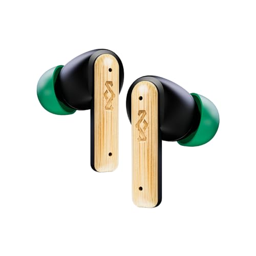 House of Marley Little Bird True Wireless Earbuds, Touch Controls, Built-in Mic, 24 Hours Playtime with Case, USB-C Quick Charge, Sustainable Materials, Movie and Gaming Mode, Black | Earphones with integrated microphone, 24 hours of battery life, In-ear