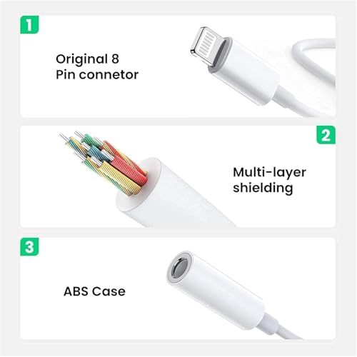 [Apple MFi Certified] 3 Pack Lightning to 3.5 mm Headphone Jack Adapter | for iPhone 3.5mm Headphones/Earphones Aux Audio Dongle Adapter Compatible for 14 13 12 11 XS XR X 8 7, Support All iOS