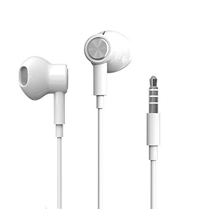 Wired Earbuds Noise Isolating In-Ear Headphones Earphones with Mic Volume Control 3.5mm Plug for Sports Workout Compatible with Cell Phones Android Samsung Galaxy Moto Tablets Laptops Computer (White) - color: White