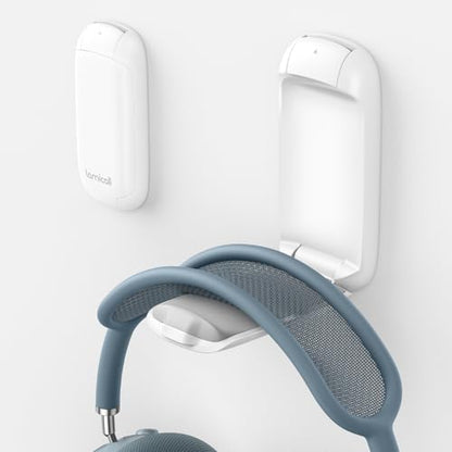Lamicall Headphone Stand, Sticky Headset Holder, Foldable Headphone Holder | Compact Headphone Hook Mount, Adhesive Hanger Clip Under Desk, Earphone Clamp for Airpods Max, HyperX, Sennheiser, White - color: White