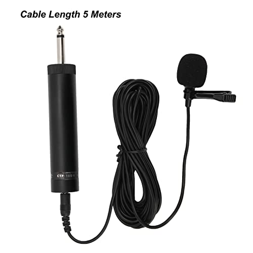 Professional Wired Lavalier Microphone, Unidirectional Clip-On Lapel Mic with 10m/32.8ft Cable for Saxophone, Instrument Recording - Black