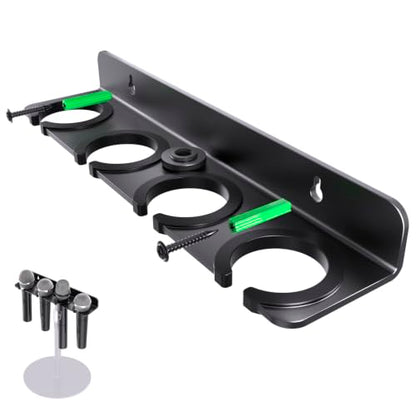 Multi Mic Holder for Stand, Wall Mount for 4 Handheld Wired/Wireless Mics | With Rubber Padding Protection, Fits 5/8"-27 & 3/8"-16 Thread Stand, Holds Up to 4 Dynamic Mics, Sturdy Mic Storage Organizer - size: Mic Holder UP to 4 (1 Set) - Black