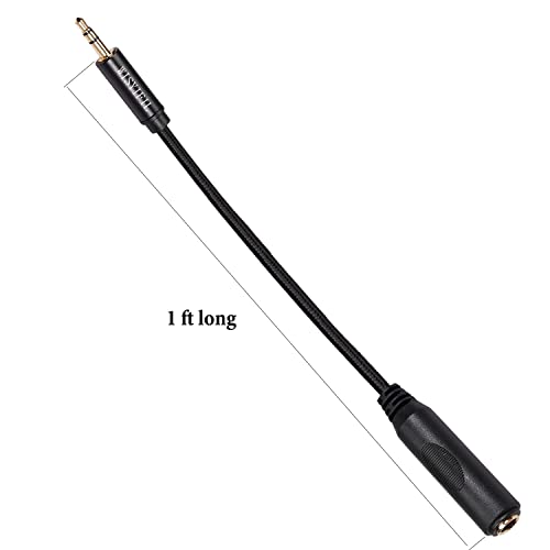 WISYIFIL 1/4 to 3.5mm Cable 1ft Long, Quarter inch (6.35mm) Female to 3.5mm Male Adapter, 1/8 to 1/4 Stereo Audio Cable,for Headphone, Amplifiers, Guitar, Amp etc. Nylon Braided Cable, 2-Pack