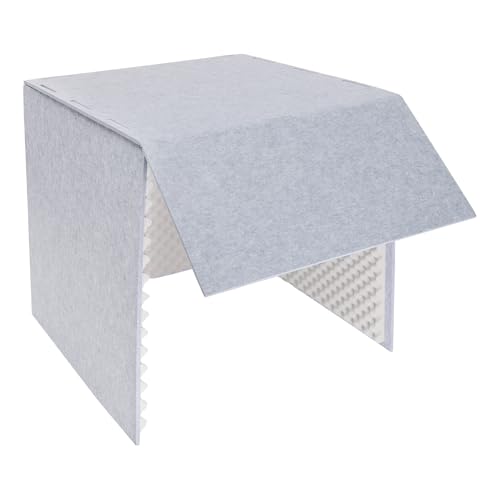 Desktop Soundproof Cover, Isolation Booth, Vocal Sound Absorbing Shield, Portable Vocal Recording Booth, Sound Proof Foam Room, Microphone Isolation Booth Cube, for Office, Home Studio (Gray)