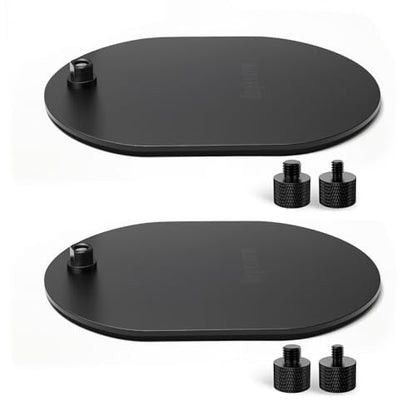 KB49 Low Profile Mic Stand Base, 5/8-27 Thread, 1/4-20 and 3/8-16 Adapters | Mic Stand Base, Desktop Microphone Stand Base, Flat Metal Base Plate, Gooseneck Mount, 2 Pack - size: #KB49 - 2PCS