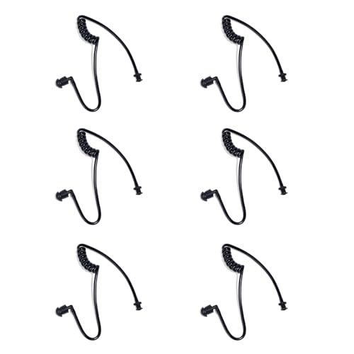 Replacement Acoustic Coil Tube Kit with Ear Tip (Black,6 Pack) | for Motorola Baofeng Kenwood Midland Walkie Talkie Surveillance Earpiece - size: pack of 6
