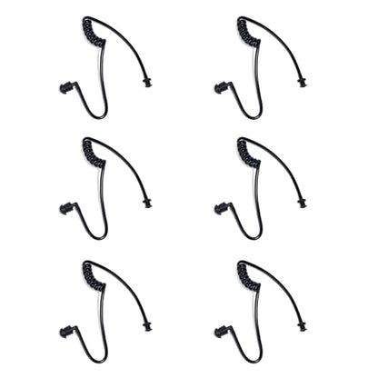 Replacement Acoustic Coil Tube Kit with Ear Tip (Black,6 Pack) | for Motorola Baofeng Kenwood Midland Walkie Talkie Surveillance Earpiece - size: pack of 6