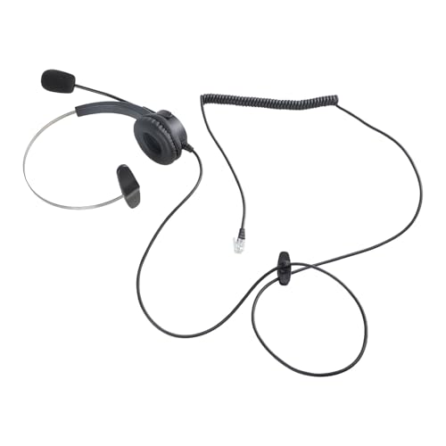 4-Pin RJ11 Monaural Corded Call Center Telephone Headset Headphone BK Earphone Headphonem in Ear Stereo Sound Noise Isolating Earbud Device Air Duct Noise-Cancelling USB