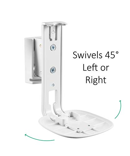ynVISION.DESIGN Wall Mount for Sonos One, One SL, Play:1, 2 Pack, White | Tilt 18° and swivel right or left 45°, cable management, hardware included for drywall, brick, and wood stud walls - color: White
