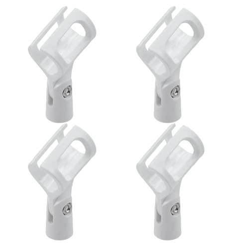 4 Pcs Microphone Clips, Knob Adjustable 180 Degrees Mic Clip Holder - style: White, Square Microphone Clip