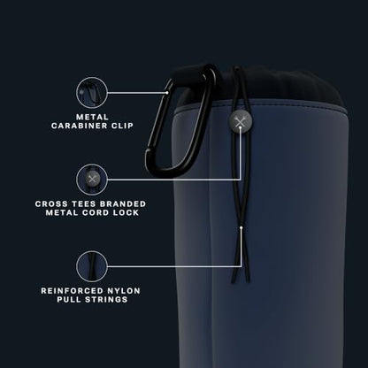 Blue Tees Golf GPS Case Compatible with Player+ & Player Pro GPS Speaker - Soft Carrying Protective Case with Drawstring Closure & Metal Cord Lock, Equipped with Carabiner Clip (Case Only) - color: Navy