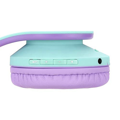 PowerLocus Kids Headphones Over-Ear, Bluetooth Wireless Headphones for Kids,with Microphone, Safe 85DB Volume Limited, Foldable with Carry Case, Audio Cable, Micro SD mode for Online Classes,PC,Phones - color: Teal