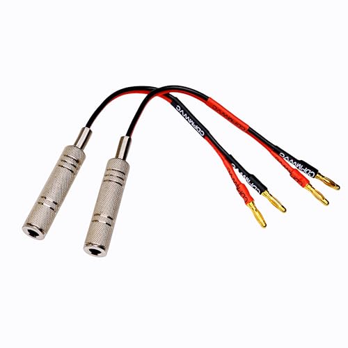1/4 TS to Banana Plug Speaker Cable 2-Pack, 15AWG Gold-Plated OFC Flexible Silicone, for Marshall Fender QSC JBL Yamaha Guitar Amp Studio Monitor PA System