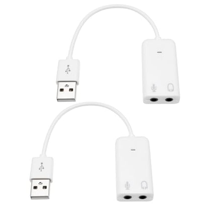 2pcs USB Sound Card Adapter 7.1 Channel External Audio Adapter Stereo Sound Card Converter 3.5mm AUX Microphone Jack Compatible with Raspberry Pi