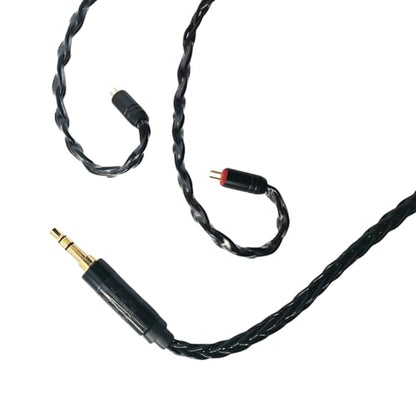 HiFi in Ear Earphone Replacement Cable 8 Core Silver Plated Copper Upgrade Earphone Cable for C10 C16 KZ ZST ES4 AS06 ZS7 Earphones(Black, 2PIN 3.5MM) - size: 2PIN 3.5MM