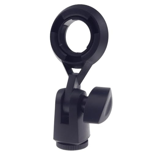 Short Video Mic Clip, 270° Rotatable Microphone Holder with 3/8" Conversion Nut, Shockproof Stand Adapter for 0.9-inch (22mm) Condenser Mics, Compatible with Most Stands & Boom Arms