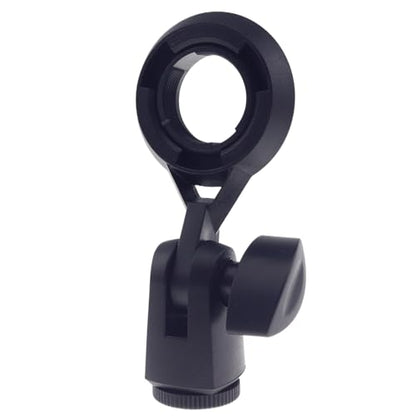 Short Video Mic Clip, 270° Rotatable Microphone Holder with 3/8" Conversion Nut, Shockproof Stand Adapter for 0.9-inch (22mm) Condenser Mics, Compatible with Most Stands & Boom Arms
