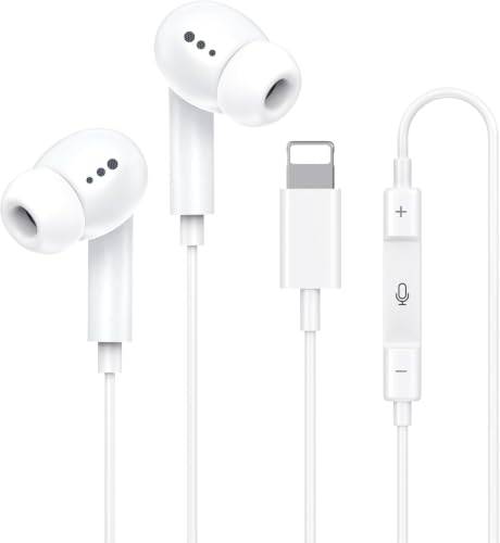 [Apple MFi Certified] Wired Headphones for iPhone 14 13 12,Earbuds with Lightning Connector Built-in Mic & Volume Control HiFi Stereo Nosie Reduction Earphones Compatible with iPhone 13/11/XR/XS/X/8/7