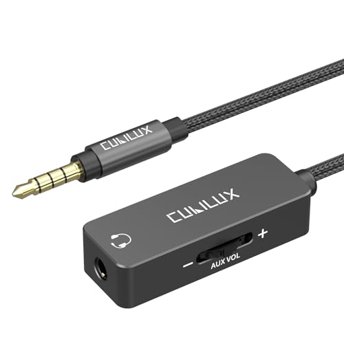 3.5mm TRRS Volume Attenuator Cable, 1/8-inch Headphone Extension Cord with Audio Volume Control, in-Line Volume Controller for Earphones, Speaker, 4 Feet