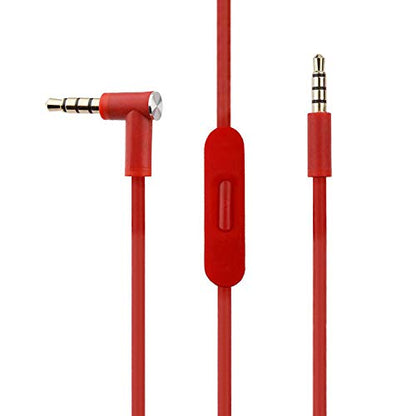 Replacement Audio Cable Cord Wire with in-line Microphone and Control Compatible with Beats Headphones Solo, Studio, Pro, Detox, Wireless, Mixr, Executive Headphones(Red) - color: Red
