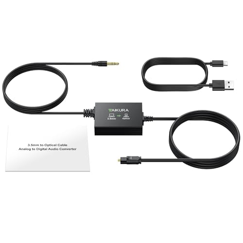 3.5 mm to Optical Audio Cable Analog to Digital Audio Converter with Built-in AUX and Optical Cables, 48KHz PCM, Compact Plug-and-Play Adapter for Laptop, Projector, Computer to Soundbar - color: 3.5mm to Optical Cable